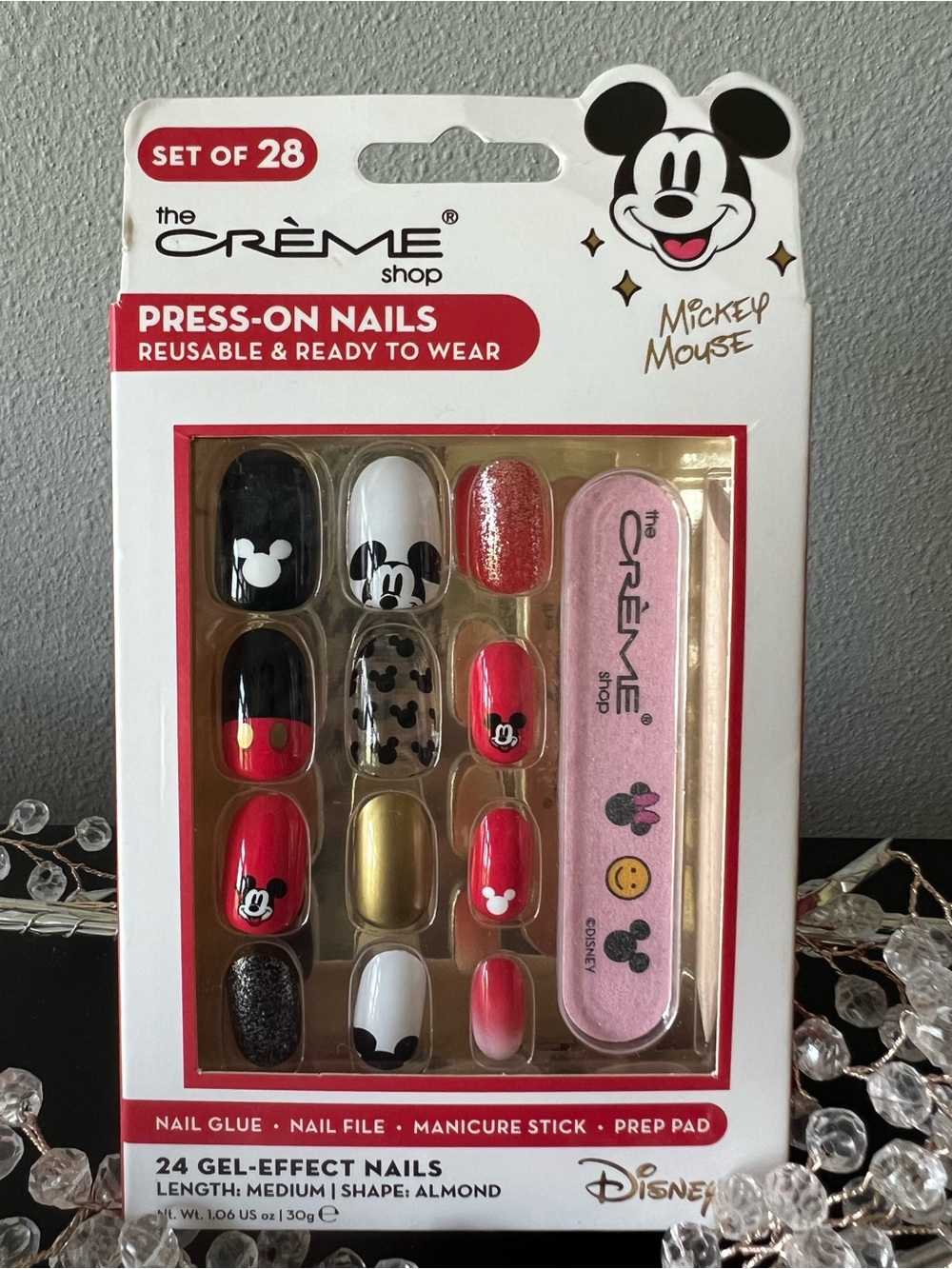 Disney Mickey Mouse Reusable Press-On Nails - Set of 24